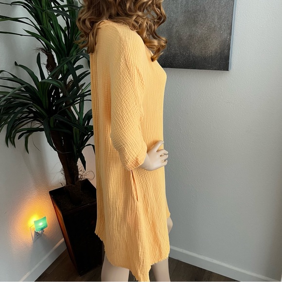 Mododoc Los Angeles Pale Orange 3/4 Sleeve Cotton Gauze Kaftan Dress - Picture 2 of 9